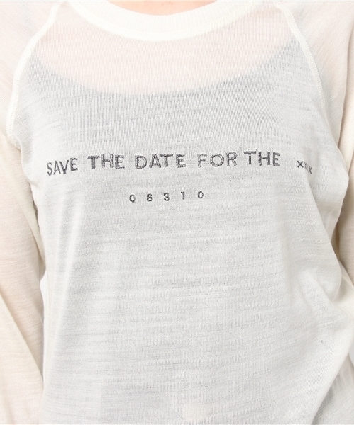 Audition(オーディション)の「M0549 ラメ糸ロゴ刺繍 フィールソフトプルオーバー(Tシャツ/カットソー・レディース・チャコール/オフホワイト/杢グレー/チェリーレッド・MEDIUM)」の6枚目の写真