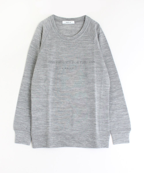Audition(オーディション)の「M0549 ラメ糸ロゴ刺繍 フィールソフトプルオーバー(Tシャツ/カットソー・レディース・チャコール/オフホワイト/杢グレー/チェリーレッド・MEDIUM)」の3枚目の写真