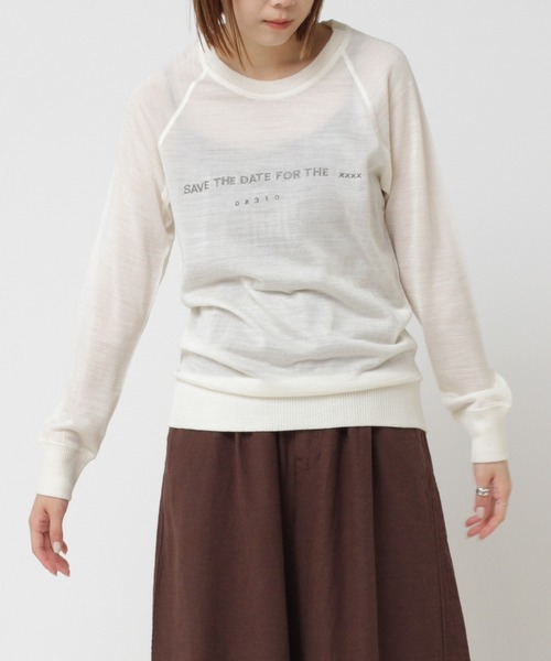 Audition(オーディション)の「M0549 ラメ糸ロゴ刺繍 フィールソフトプルオーバー(Tシャツ/カットソー・レディース・チャコール/オフホワイト/杢グレー/チェリーレッド・MEDIUM)」の2枚目の写真