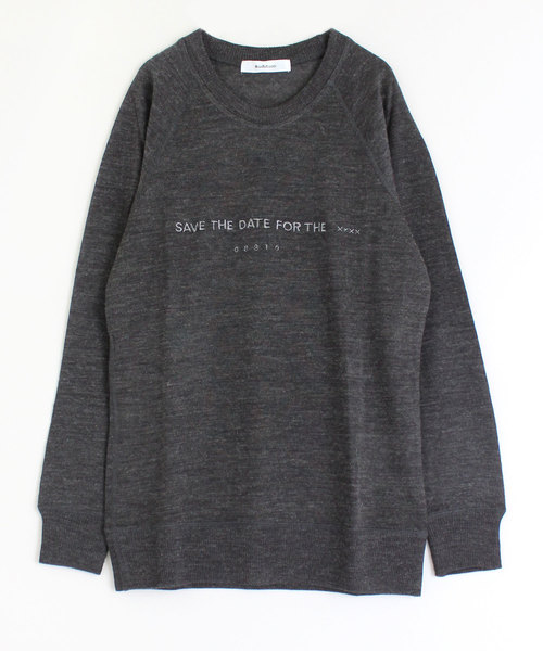 Audition(オーディション)の「M0549 ラメ糸ロゴ刺繍 フィールソフトプルオーバー(Tシャツ/カットソー・レディース・チャコール/オフホワイト/杢グレー/チェリーレッド・MEDIUM)」の4枚目の写真