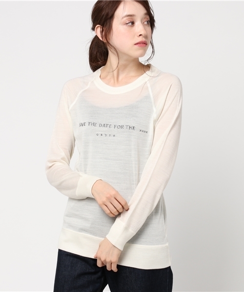 Audition(オーディション)の「M0549 ラメ糸ロゴ刺繍 フィールソフトプルオーバー(Tシャツ/カットソー・レディース・チャコール/オフホワイト/杢グレー/チェリーレッド・MEDIUM)」の16枚目の写真