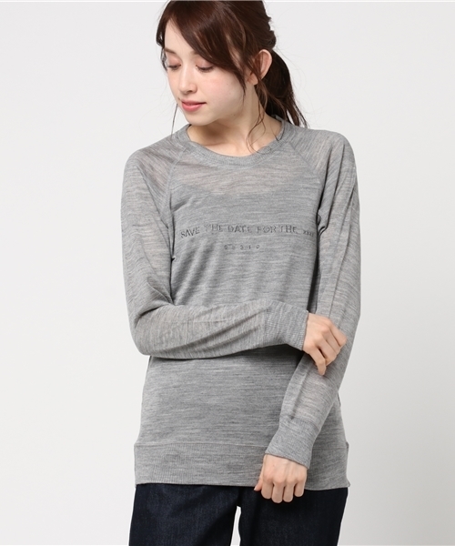 Audition(オーディション)の「M0549 ラメ糸ロゴ刺繍 フィールソフトプルオーバー(Tシャツ/カットソー・レディース・チャコール/オフホワイト/杢グレー/チェリーレッド・MEDIUM)」の15枚目の写真