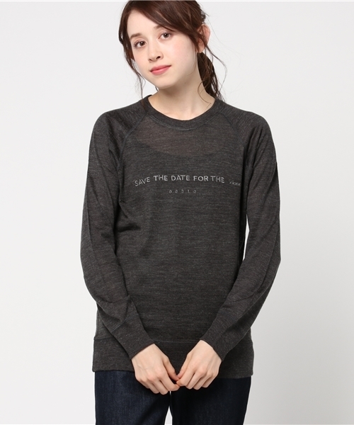 Audition(オーディション)の「M0549 ラメ糸ロゴ刺繍 フィールソフトプルオーバー(Tシャツ/カットソー・レディース・チャコール/オフホワイト/杢グレー/チェリーレッド・MEDIUM)」の14枚目の写真