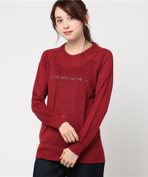 Audition(オーディション)の「M0549 ラメ糸ロゴ刺繍 フィールソフトプルオーバー(Tシャツ/カットソー・レディース・チャコール/オフホワイト/杢グレー/チェリーレッド・MEDIUM)」の13枚目の写真