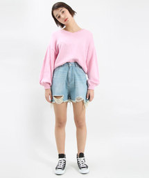 PUNYUS | クラッシュデニムショーパン(デニムパンツ)