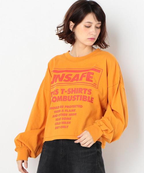 Another Edition(アナザーエディション)の「UNSAFE PRT TEE(Tシャツ/カットソー・レディース・オフホワイト/ブラック/オレンジ・FREE)」の3枚目の写真