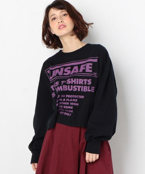 Another Edition(アナザーエディション)の「UNSAFE PRT TEE(Tシャツ/カットソー・レディース・オフホワイト/ブラック/オレンジ・FREE)」の1枚目の写真