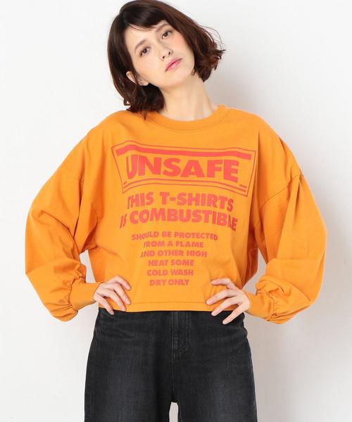 Another Edition(アナザーエディション)の「UNSAFE PRT TEE(Tシャツ/カットソー・レディース・オフホワイト/ブラック/オレンジ・FREE)」の9枚目の写真