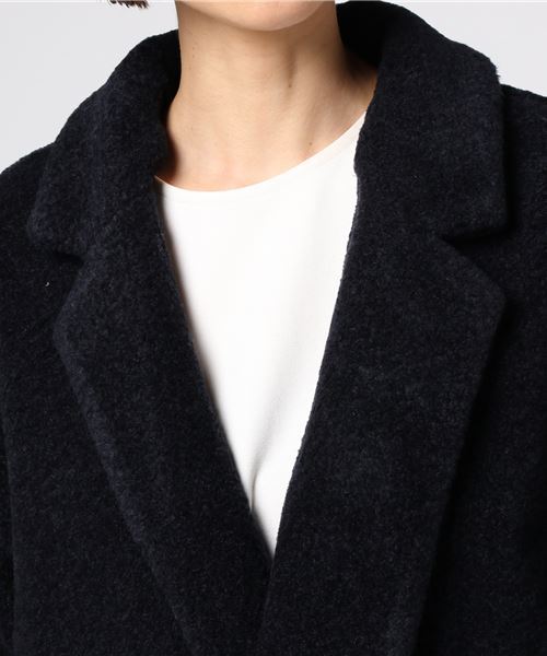 mizuiroind（ミズイロインド）の「ボアテーラードコート（テーラードジャケット・レディース・ネイビー/ダークブラウン/ベージュ・FREE）」の6枚目の写真