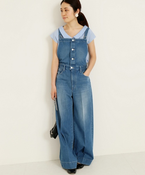 イエナ／美品❤️透けない生地／ロング丈デザインジョーゼットTブラウス ネイビー セール】デザインカラーショートスリーブシャツ◇（シャツ