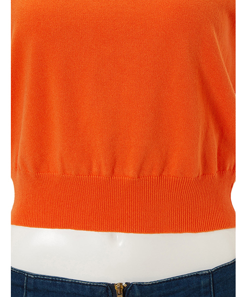 Color（カラー）の「コンパクトフレンチスリーブサマーニット（ニット/セーター・レディース・オレンジ/ブラック/ホワイト/イエロー/サックスブルー・MEDIUM）」の18枚目の写真