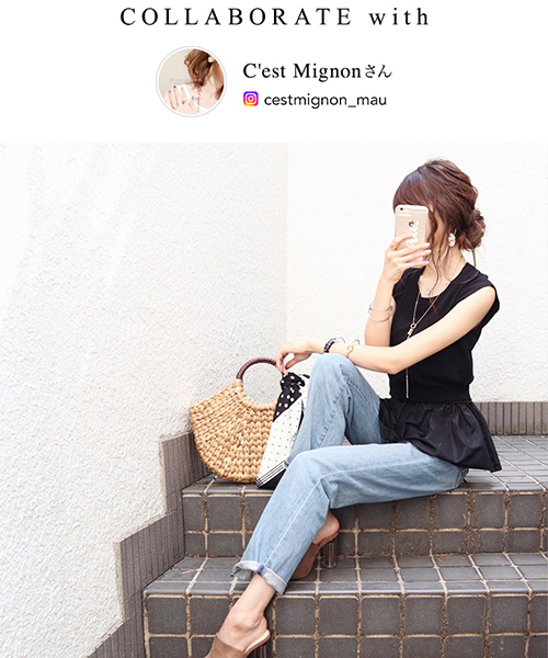 Color（カラー）の「コンパクトフレンチスリーブサマーニット（ニット/セーター・レディース・オレンジ/ブラック/ホワイト/イエロー/サックスブルー・MEDIUM）」の20枚目の写真