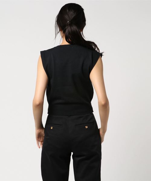 Color（カラー）の「コンパクトフレンチスリーブサマーニット（ニット/セーター・レディース・オレンジ/ブラック/ホワイト/イエロー/サックスブルー・MEDIUM）」の7枚目の写真