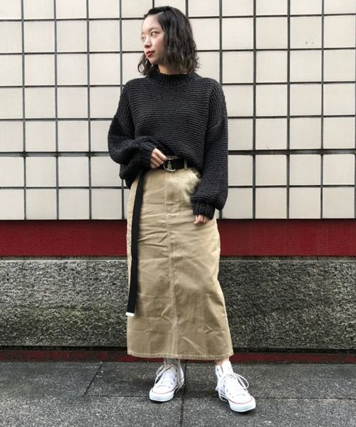 tiptop(ティップトップ)の「ベルト付ペインタータイトスカート(スカート・レディース・グレー/グレイッシュベージュ/ブルー/ブラック/ベージュ/ネイビー・FREE)」の18枚目の写真