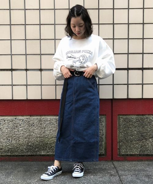 tiptop(ティップトップ)の「ベルト付ペインタータイトスカート(スカート・レディース・グレー/グレイッシュベージュ/ブルー/ブラック/ベージュ/ネイビー・FREE)」の21枚目の写真