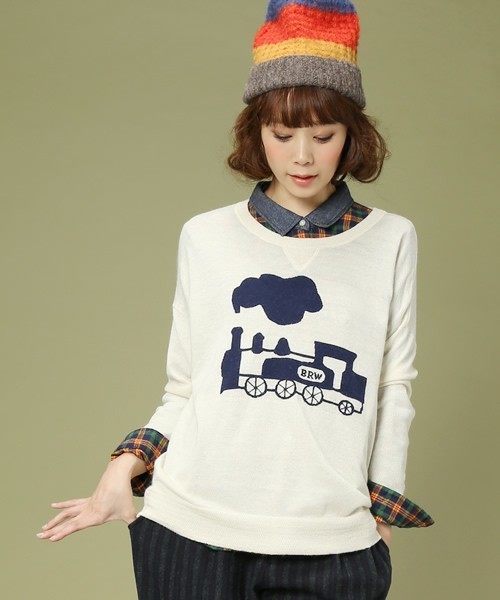 PAR ICI（パーリッシィ）の「TRAINインターシャ　ドロッププルオーバー（ニット/セーター・レディース・グレー/アイボリー・FREE）」の2枚目の写真