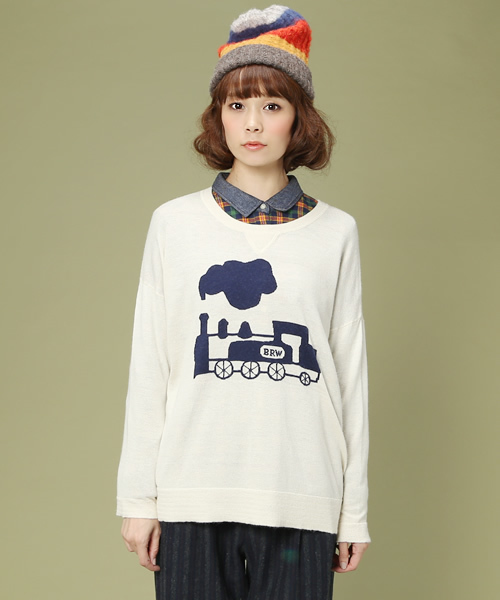 PAR ICI（パーリッシィ）の「TRAINインターシャ　ドロッププルオーバー（ニット/セーター・レディース・グレー/アイボリー・FREE）」の9枚目の写真