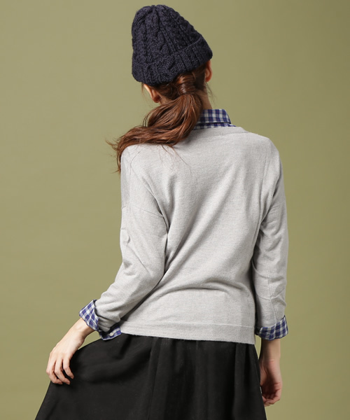 PAR ICI（パーリッシィ）の「TRAINインターシャ　ドロッププルオーバー（ニット/セーター・レディース・グレー/アイボリー・FREE）」の7枚目の写真