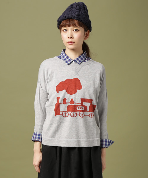 PAR ICI（パーリッシィ）の「TRAINインターシャ　ドロッププルオーバー（ニット/セーター・レディース・グレー/アイボリー・FREE）」の8枚目の写真