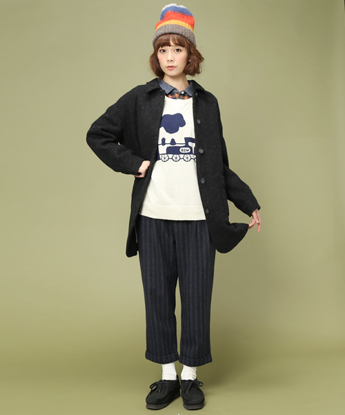 PAR ICI（パーリッシィ）の「TRAINインターシャ　ドロッププルオーバー（ニット/セーター・レディース・グレー/アイボリー・FREE）」の10枚目の写真