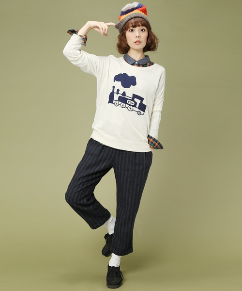 PAR ICI（パーリッシィ）の「TRAINインターシャ　ドロッププルオーバー（ニット/セーター・レディース・グレー/アイボリー・FREE）」の11枚目の写真