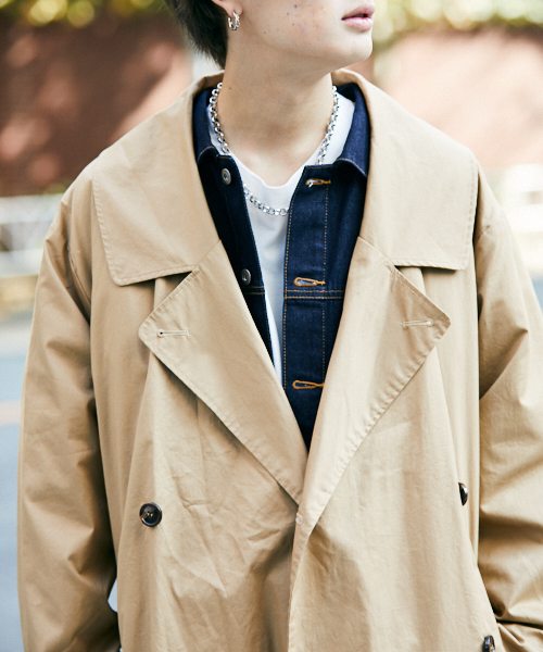 kutir（クティール）の「【ウルトラオーバーシルエット】オーバートレンチコート（トレンチコート・メンズ・ベージュ/カーキ/ブラック/ダークベージュ・SMALL/MEDIUM/LARGE）」の11枚目の写真