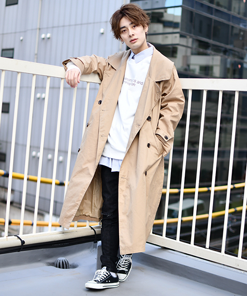 kutir（クティール）の「【ウルトラオーバーシルエット】オーバートレンチコート（トレンチコート・メンズ・ベージュ/カーキ/ブラック/ダークベージュ・SMALL/MEDIUM/LARGE）」の6枚目の写真