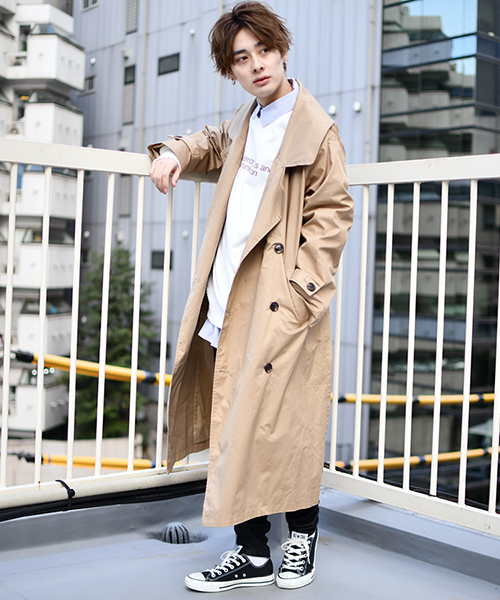 kutir（クティール）の「【ウルトラオーバーシルエット】オーバートレンチコート（トレンチコート・メンズ・ベージュ/カーキ/ブラック/ダークベージュ・SMALL/MEDIUM/LARGE）」の8枚目の写真