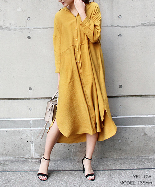 RANDA（ランダ）の「リラックスシャツワンピース（シャツワンピース・レディース・イエロー/オレンジ/クリーム・FREE）」の2枚目の写真