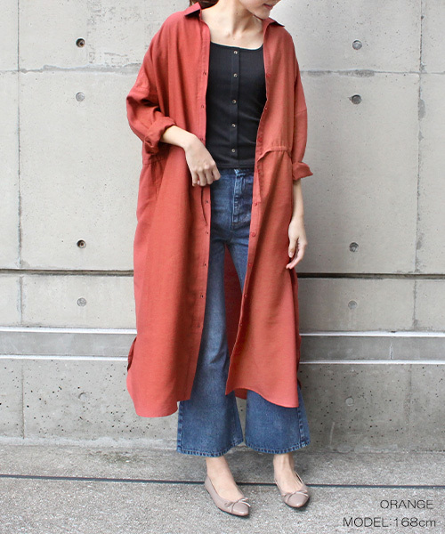 RANDA（ランダ）の「リラックスシャツワンピース（シャツワンピース・レディース・イエロー/オレンジ/クリーム・FREE）」の3枚目の写真