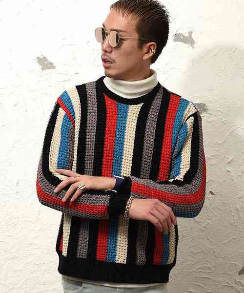 JOKER（ジョーカー）の「ニット BIG メキシカンストライプ柄モール
