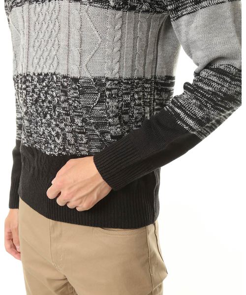 TopIsm(トップイズム)の「ケーブル編み配色切替Vネックニットセーター(ニット/セーター・メンズ・A/B/C・LL/M/L)」の11枚目の写真