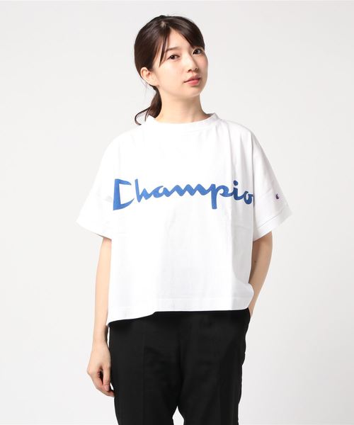 Champion(チャンピオン)の「【Champion/チャンピオン】レディース ビッグTシャツ(Tシャツ/カットソー・レディース・ネイビー/ホワイト・LARGE/MEDIUM)」の2枚目の写真