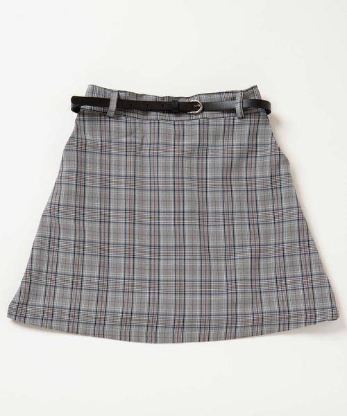 DING（ディング）の「DING/ベルト付きチェックスカ－ト（スカート・レディース・ベージュ/グレー・FREE）」の11枚目の写真