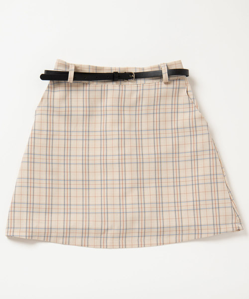 DING（ディング）の「DING/ベルト付きチェックスカ－ト（スカート・レディース・ベージュ/グレー・FREE）」の12枚目の写真