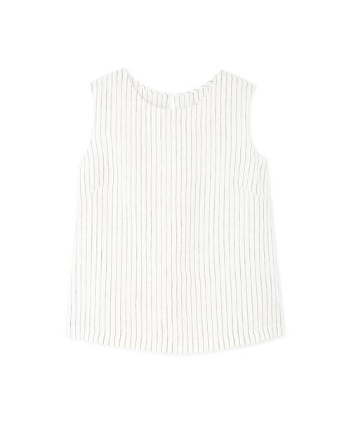 NATURAL BEAUTY BASIC（ナチュラルビューティーベーシック）の「[洗える]フレンチリネンノースリーブブラウス（シャツ/ブラウス・レディース・ブラウン/ブルー/ホワイト系その他・MEDIUM）」の4枚目の写真