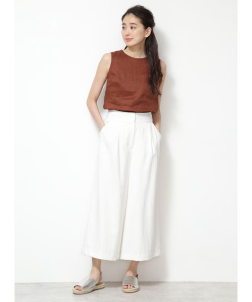 NATURAL BEAUTY BASIC（ナチュラルビューティーベーシック）の「[洗える]フレンチリネンノースリーブブラウス（シャツ/ブラウス・レディース・ブラウン/ブルー/ホワイト系その他・MEDIUM）」の13枚目の写真