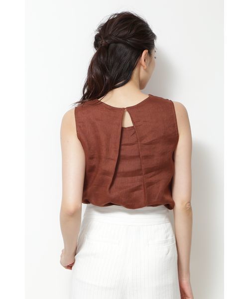NATURAL BEAUTY BASIC（ナチュラルビューティーベーシック）の「[洗える]フレンチリネンノースリーブブラウス（シャツ/ブラウス・レディース・ブラウン/ブルー/ホワイト系その他・MEDIUM）」の21枚目の写真