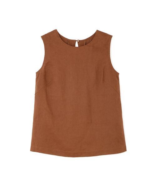 NATURAL BEAUTY BASIC（ナチュラルビューティーベーシック）の「[洗える]フレンチリネンノースリーブブラウス（シャツ/ブラウス・レディース・ブラウン/ブルー/ホワイト系その他・MEDIUM）」の9枚目の写真
