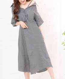 オフショルダーシャツワンピース