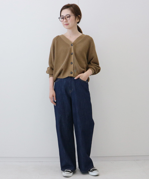 AMERICAN HOLIC（アメリカンホリック）の「Vネックドルマンニットカーディガン　＊（カーディガン/ボレロ・レディース・ネイビー/グリーン/アイボリー/モカ/テラコッタ・M/L）」の6枚目の写真