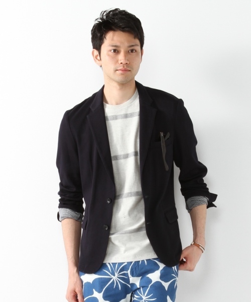 JOURNAL STANDARD(ジャーナルスタンダード)の「DEO QUICK / デオクイック: ダブルフェイスボーダー*カノコジャケット #(テーラードジャケット・メンズ・ブラック/グレー/ネイビー・LARGE/MEDIUM/SMALL)」の1枚目の写真