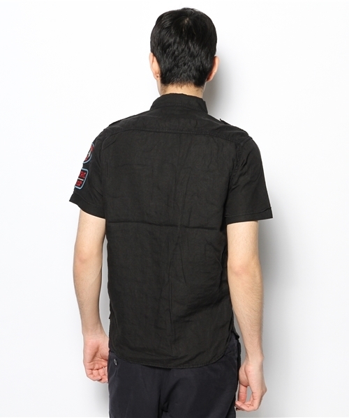 HYSTERIC GLAMOUR（ヒステリックグラマー）の「半袖ミリタリーSH（シャツ/ブラウス・メンズ・カーキ/グリーン系カモフラージュ/ブラック・SMALL/MEDIUM/LARGE）」の9枚目の写真