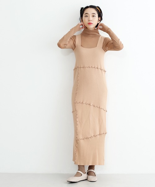 ワンピース ワンピースメローパッチワークリブニットワンピース3692 ワンピース Merlot メルロー のファッション ワンピース ワンピースメローパッチワークリブニットワンピース3692 ワンピース Merlot メルロー のファッション