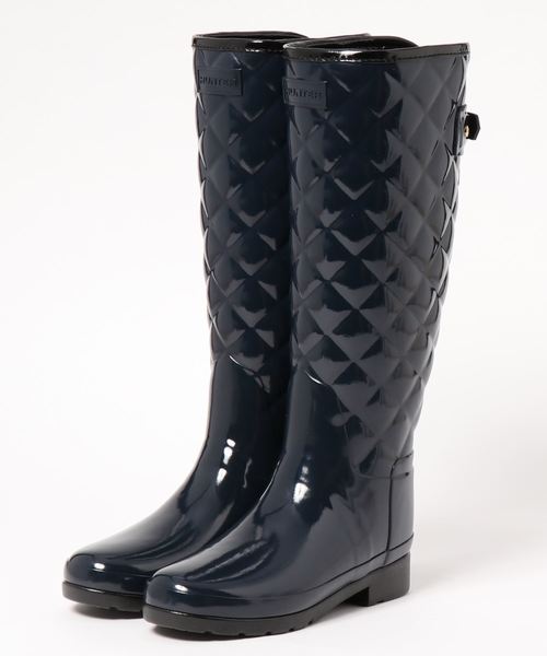 HUNTER(ハンター)の「REFINED GLOSS QUILT TALL(レインシューズ・レディース・ブルー/ブラック・UK4/UK5/UK6/UK3)」の2枚目の写真