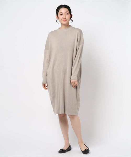 AMERICAN HOLIC(アメリカンホリック)の「ハイネック片畦ニットワンピース*(ワンピース・レディース・ベージュ/ネイビー/アイボリー・FREE)」の6枚目の写真