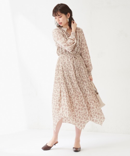 natural couture(ナチュラルクチュール)の「アシメプリーツプチハイフリルワンピース(ワンピース・レディース・ベージュ/サックスブルー/ピンク/その他1/その他2/その他3・FREE)」の1枚目の写真