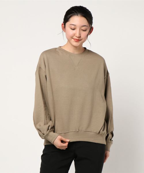 AMERICAN HOLIC（アメリカンホリック）の「ガゼット付き裏毛コクーンチュニック＊（スウェット・レディース・アイボリー/チャコールグレー/カーキ/モカ/キャメル/イエロー・FREE）」の4枚目の写真