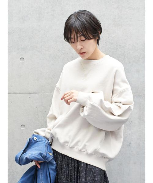 AMERICAN HOLIC（アメリカンホリック）の「ガゼット付き裏毛コクーンチュニック＊（スウェット・レディース・アイボリー/チャコールグレー/カーキ/モカ/キャメル/イエロー・FREE）」の8枚目の写真