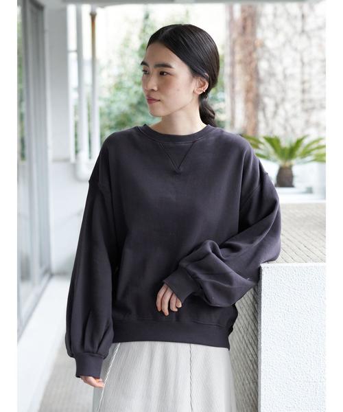 AMERICAN HOLIC（アメリカンホリック）の「ガゼット付き裏毛コクーンチュニック＊（スウェット・レディース・アイボリー/チャコールグレー/カーキ/モカ/キャメル/イエロー・FREE）」の9枚目の写真